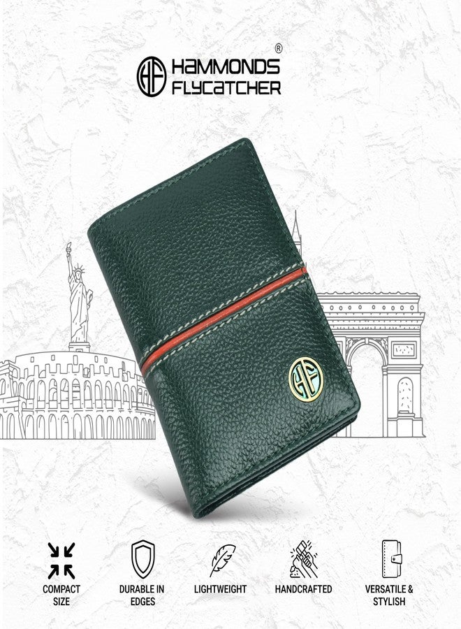 HAMMONDS FLYCATCHER Genuine Leather Card Holder Wallet for Man & Women, RFID Protected ATM/Credit Card Holder Wallet for Men with 6 Slots, Gift for Men, Father, Husband, Boyfriend - Design Green - Image 3